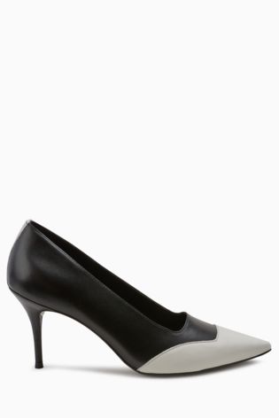 Kožené lodičky s bielou špičkou, next,41