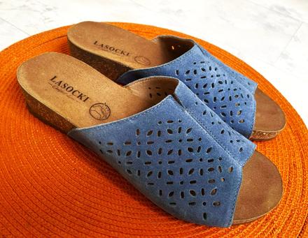 Kožené semišové šlapky, lasocki,38