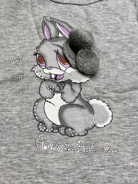 Dievčenské tričko s rolákom a zajačikom, 74