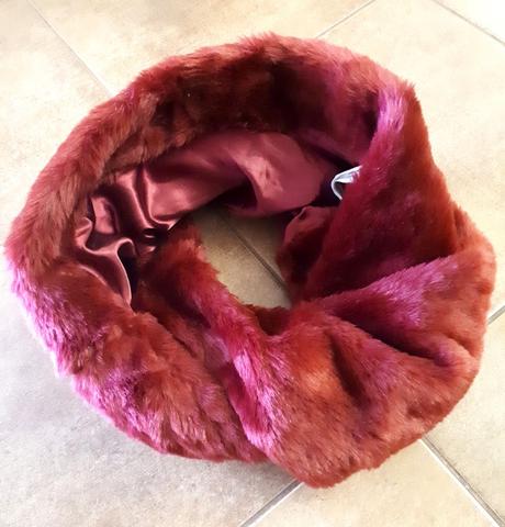 Šál, štóla z umelej kožušiny, bordová, gate