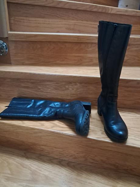 Dámske kožené čižmy remonte 38 čierne, 38