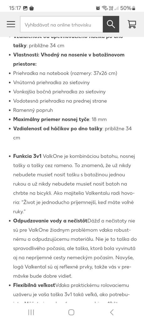 Valkental valkone 3v1 taška na bicykel, 