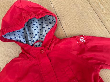 Krasna tenšia bunda primigi zdobena volanikom, primigi,80