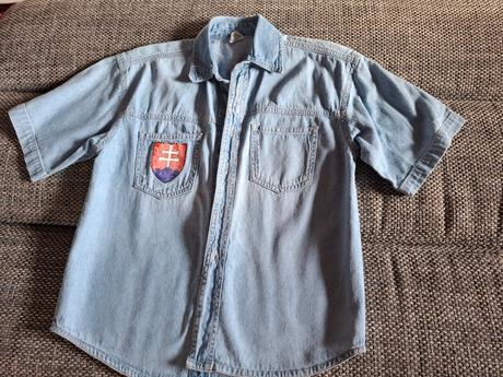 Košeľa džínova s krátkym rukávom, 140