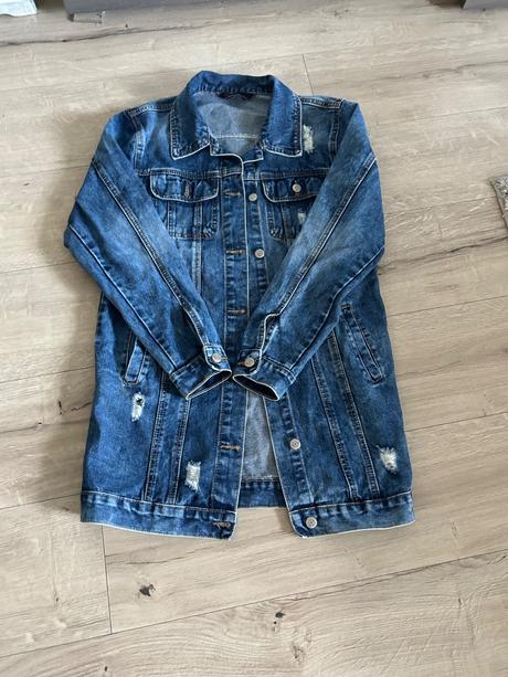 Dlhšia riflová bunda, s