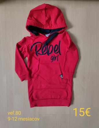 Rebel predĺžená mikina, unisex, veľkosť 80, rebel kids,80