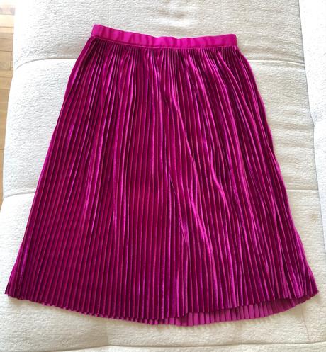 Cyklámenová skladaná zamatová sukňa zara, s/36, zara,s