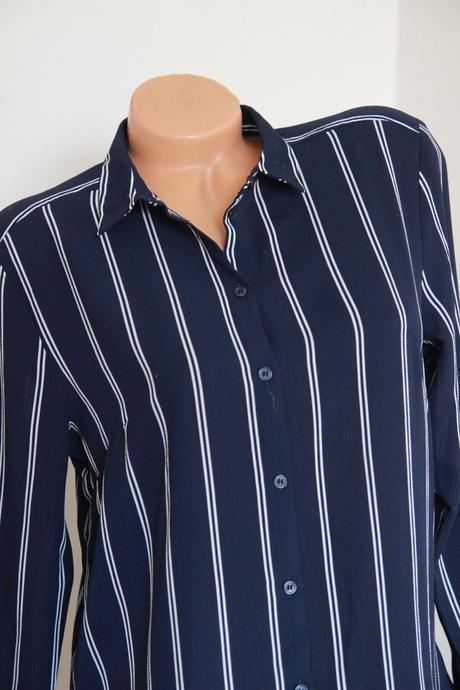 Tmavo modrá oversize košeľa h&m, s, h&m,s