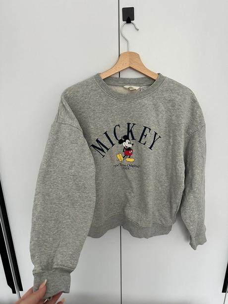 Sivá mikina mickey, h&m,xs