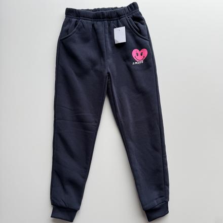 Dievčenské hrubo zateplené tepláky sivomodrá, 128 / 134 / 140