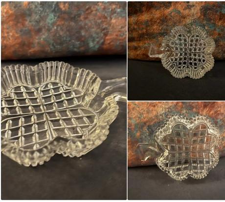 Vintage bohemia glass crystal coaster stvorlistok, 