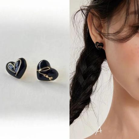 Náusnice cierne srdiecka,