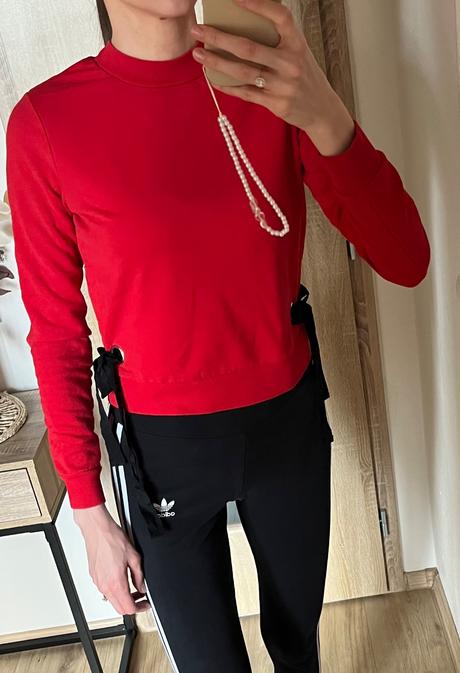 Cervena mikina so stuhami na bokoch, tally weijl,s