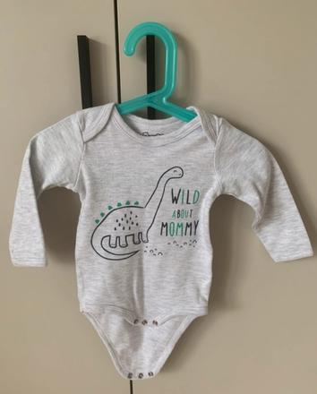 Sivé  bavlnené body s dlhým rukávom, 74