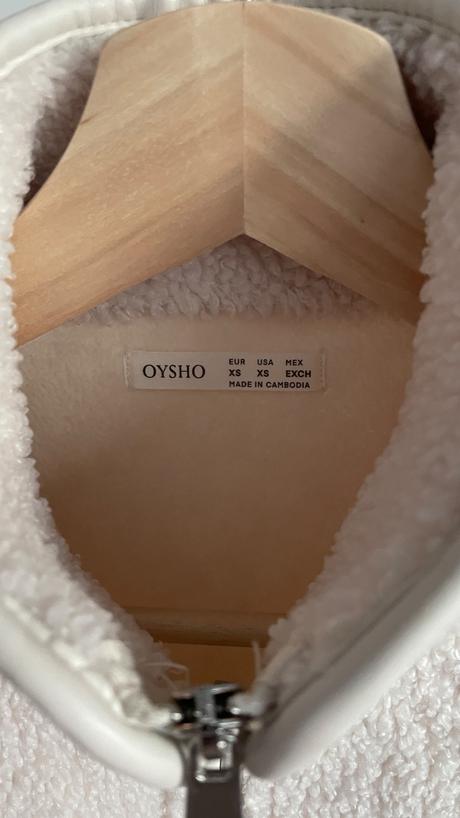 Oysho flísová krémová bunda baranček borreguillo, xs