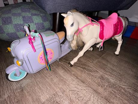 Barbie chodiaci kôň+donut skúter, 