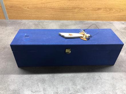 Drevená darčeková dóza na fľašu.,