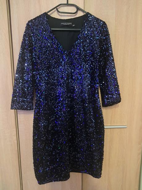 Modré flitrové šaty, dorothy perkins,m