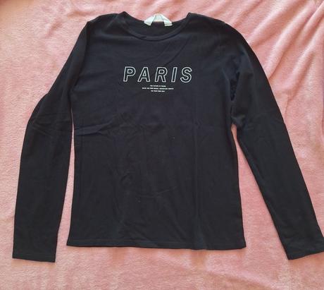 Čierne tričko s dlhým rukávom, h&m,152