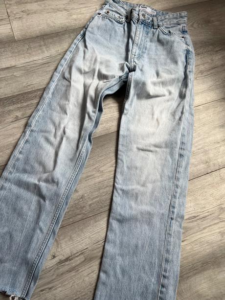Bershka modré rifle s vysokým pásom, bershka,32