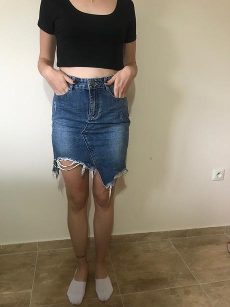 Štýlová rifľova sukňa, s