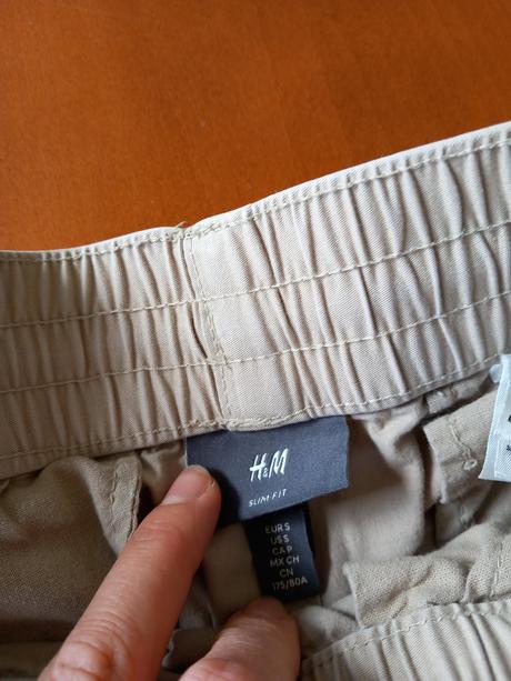 Krémové nohavice - kapsáče, h&m,s