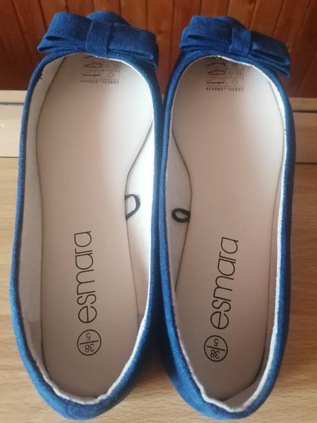 Modré semišové balerínky, 38