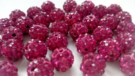 Korálky shamballa - fuchsia 10 mm, 