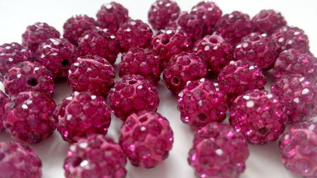 Korálky shamballa - fuchsia 10 mm, 