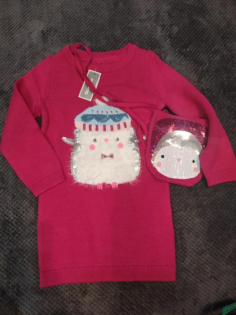 Krásny dlhý sveter  s kabelkou, bluezoo,98