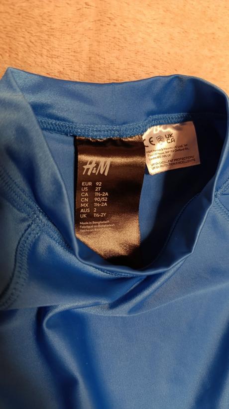 Plavkové tričko s dlhým rukávom h&m 92 upf 50+, h&m,92