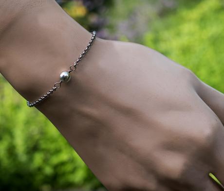 Oceľový náramok s hematitom, 