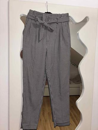 Pepitove paper bag nohavice, h&m,36