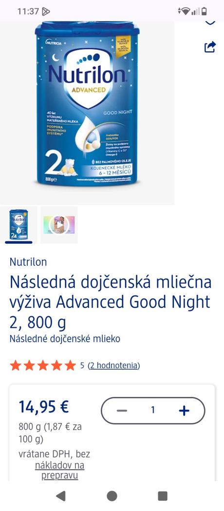 Dojčenské mlieko nutrilon, 
