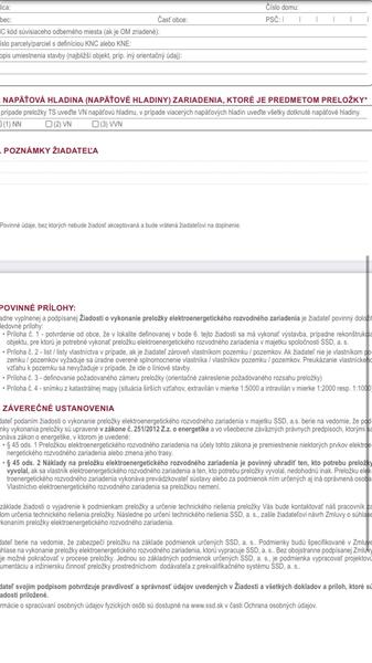 Prekládka stĺpu - vypísanie žiadosti