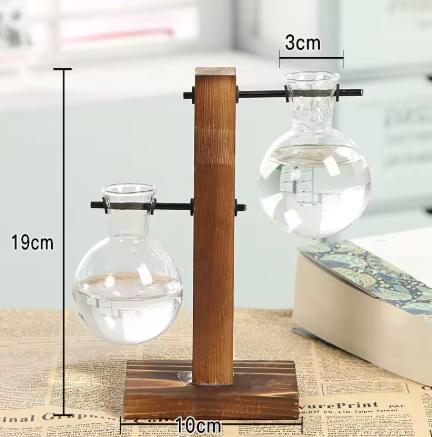 Kreatívna hydroponická váza s dreveným rámom,