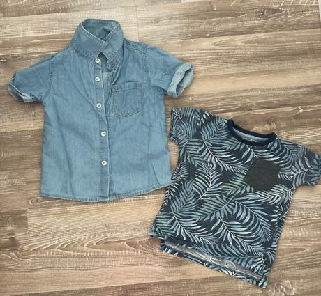 Chlapčenska riflova košela+tričko, 86–98