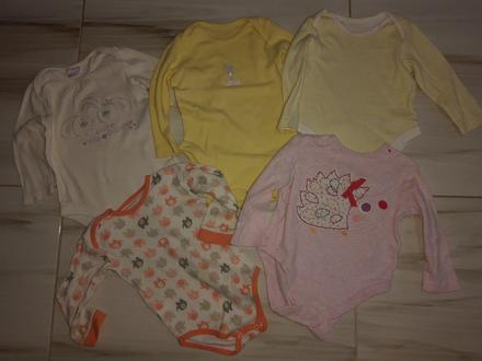 5 x detské body s dlhým rukávom 80 body dlhý rukáv, 68–80