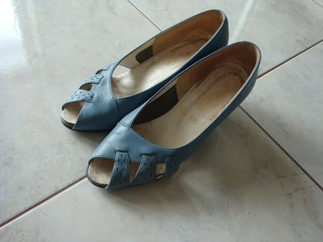 Lodičky kožené, modré vintage, 37