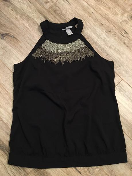 Čierny top s trblietkami, h&m,38