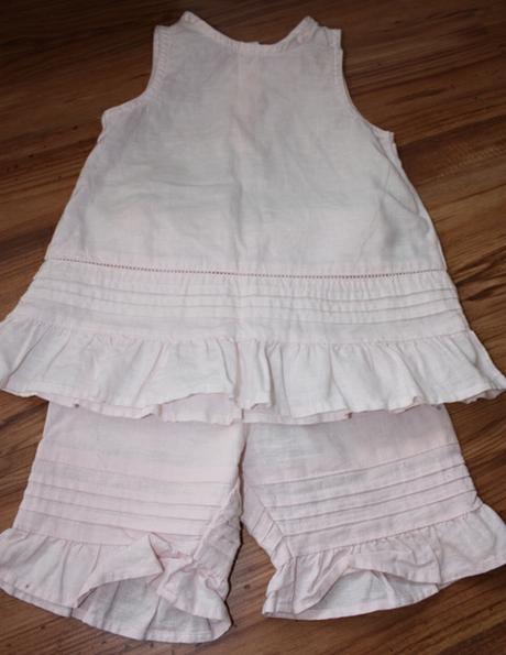 Ľanový kompletík - nohavky, tunika, h&m,74