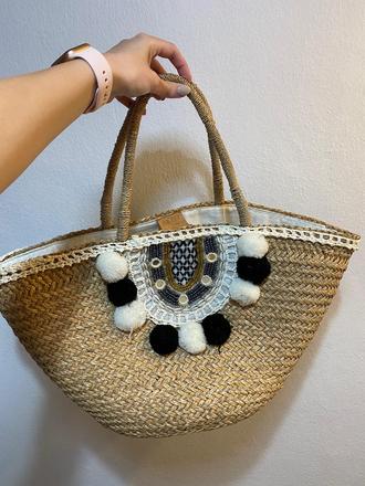 Ručne vyrábaná slamená kabelka, salamander