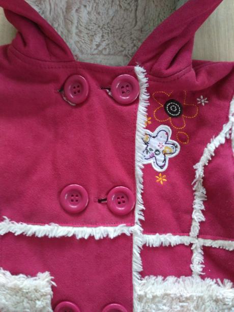 Malinový kabátik s kožušinkou, f&f,80