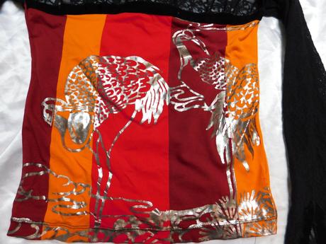 Luxusne tričko s čipkovanymi rukavmi, met,34 / 36 / xs