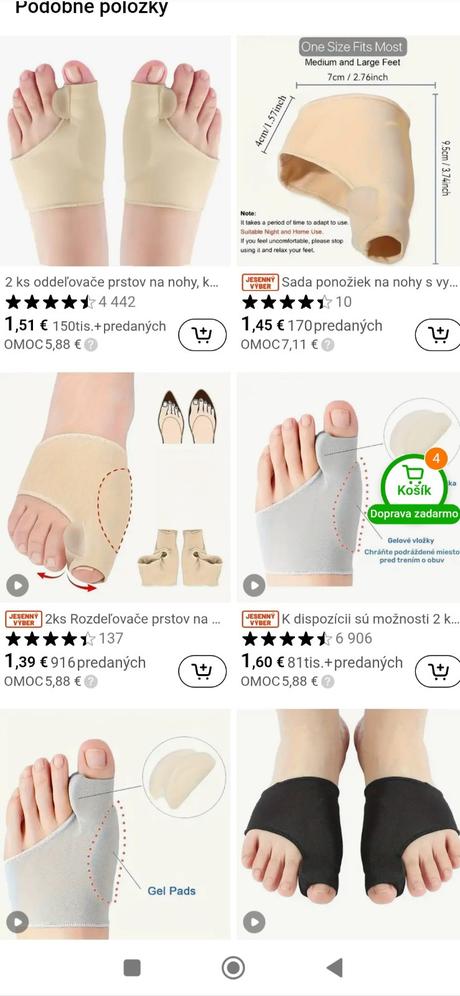 Korektor na palce na nohách s (už s poštou),