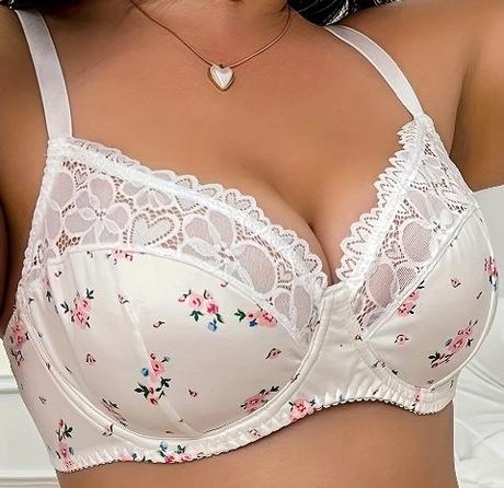 Podprsenka s kosticami, kvietkami a čipkou 85-90 c, 85c