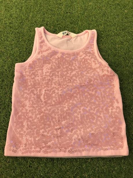 Ruzove tielko s flitrami 98/104, h&m,98