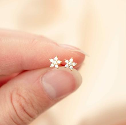 Pozlátené náušnice hviezdičky so zirkónmi, 