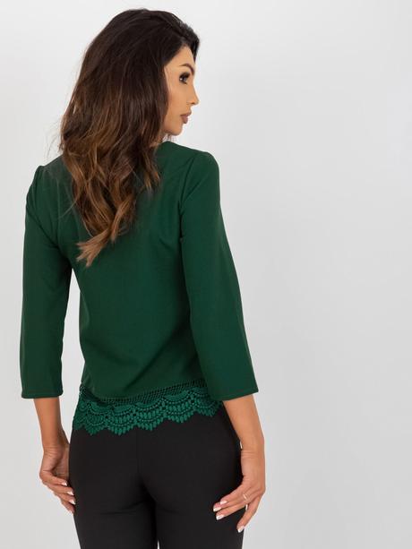 Tmavozelená dámska spoločenská blúzka s čipkou, 36 / 38 / 40 / 42