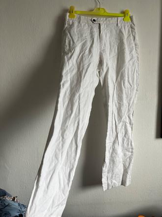 Lanove nohavice biele  krasne sedia na postave, h&m,m